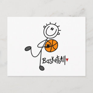 Strichmännchen Basketball T - Shirt und Geschenke Postkarte