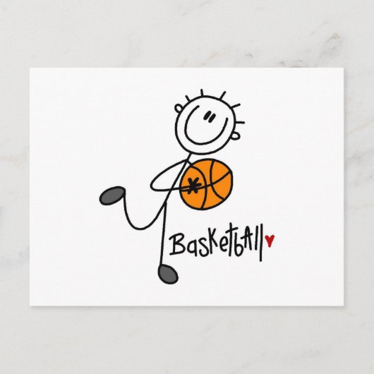 Strichmännchen Basketball T - Shirt und Geschenke Postkarte (Vorderseite)
