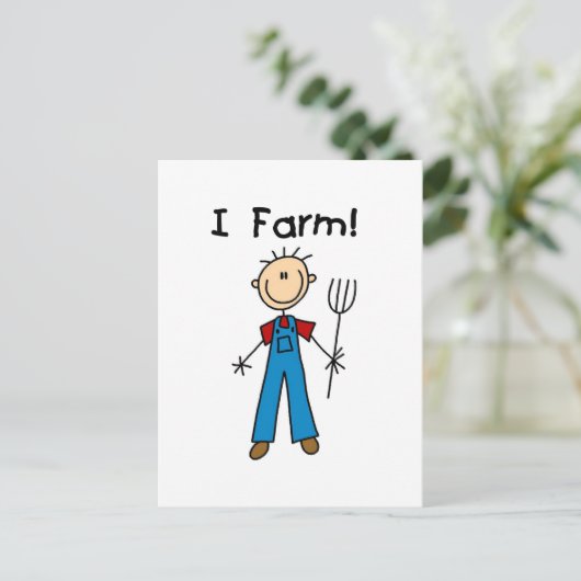 Strichmännchen Bauer Tshirts und Geschenke Postkarte (Stehend Vorderseite)