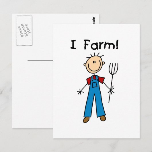 Strichmännchen Bauer Tshirts und Geschenke Postkarte (Vorne/Hinten)