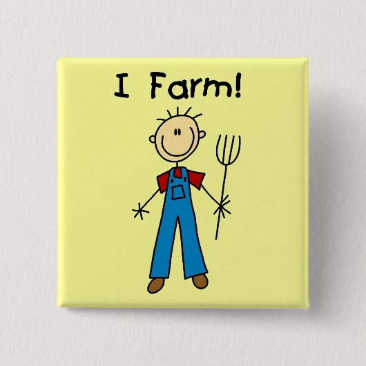 Strichmännchen-Bauers-T-Shirts und Geschenke Button (Vorderseite)