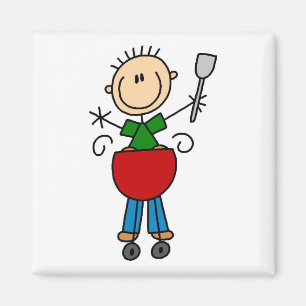 Strichmännchen beim Grillen T-Shirts und Geschenke Magnet