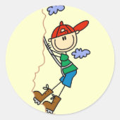 Strichmännchen Bergsee-Zauber Runder Aufkleber (Vorderseite)