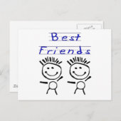Strichmännchen Best Friends Postkarte (Vorne/Hinten)