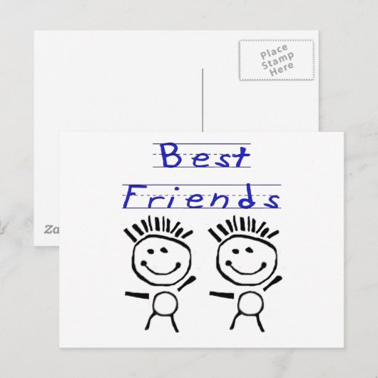 Strichmännchen Best Friends Postkarte (Vorne/Hinten)