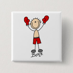 Strichmännchen-Boxer-T-Shirts und Geschenke Button