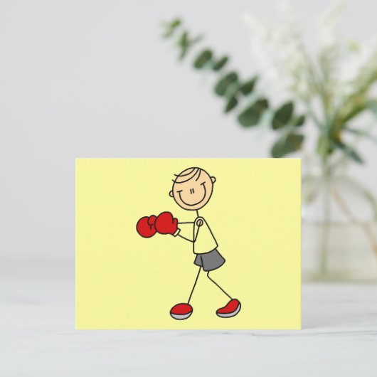 Strichmännchen Boxing Tshirts und Geschenke Postkarte (Stehend Vorderseite)