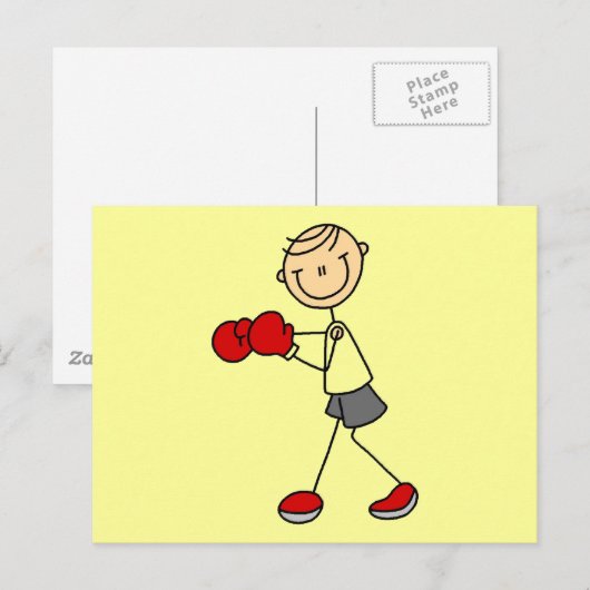 Strichmännchen Boxing Tshirts und Geschenke Postkarte (Vorne/Hinten)