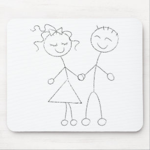 Strichmännchen Boy and Girl Mousepad