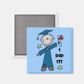 Strichmännchen Boy Graduate T - Shirt und Geschenk Magnet (Vorderseite/Rückseite)