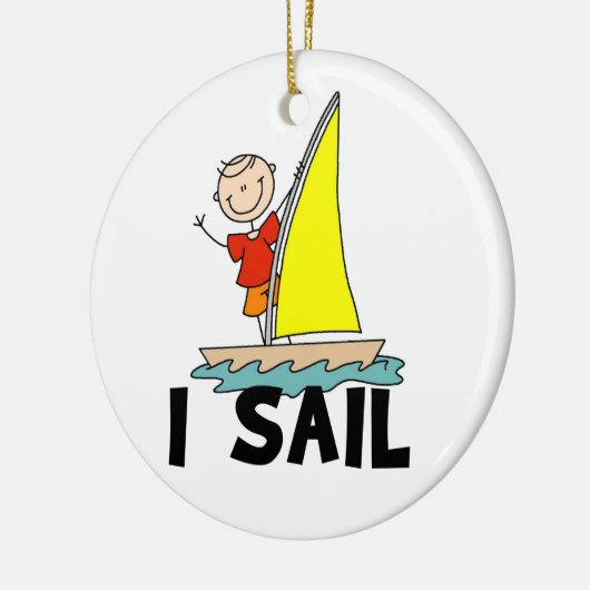 Strichmännchen Boy I Sail Keramik Ornament (Links)