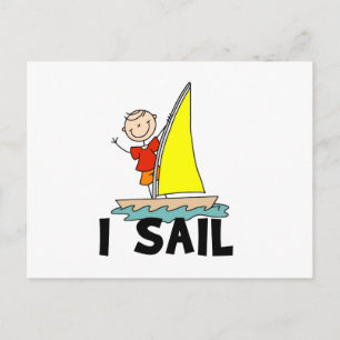 Strichmännchen Boy I Sail Postkarte