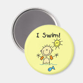 Strichmännchen Boy I Swim Magnet (Vorderseite/Rückseite)