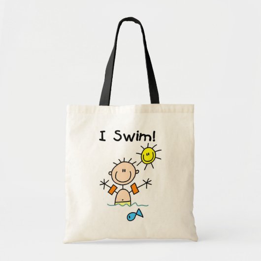 Strichmännchen Boy I Swim Tragetasche (Vorne)
