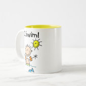 Strichmännchen Boy I Swim Zweifarbige Tasse (Vorderseite Links)