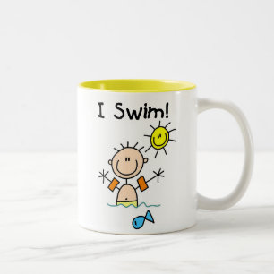 Strichmännchen Boy I Swim Zweifarbige Tasse