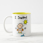 Strichmännchen Boy I Swim Zweifarbige Tasse (Links)