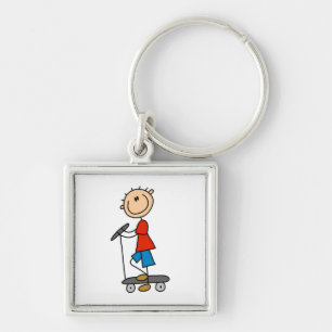 Strichmännchen Boy on Scooter Schlüsselanhänger