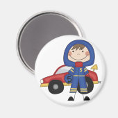 Strichmännchen Boy Race Car Driver Tshirts Magnet (Vorderseite/Rückseite)