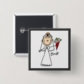 Strichmännchen-Braut-T-Shirts und Geschenke Button (Vorne & Hinten)