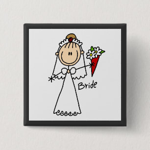 Strichmännchen-Braut-T-Shirts und Geschenke Button
