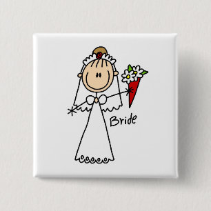 Strichmännchen-Braut-T-Shirts und Geschenke Button