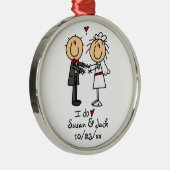 Strichmännchen-Braut u. Bräutigam personalisiert Ornament Aus Metall (Rechts)