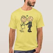 Strichmännchen Braut und Groom T - Shirt und Gesch (Vorderseite)