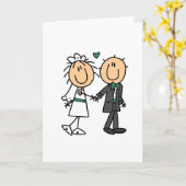 Strichmännchen Braut und Groom T - Shirt und Gesch Karte (Gelbe Blume)
