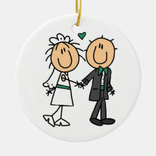 Strichmännchen Braut und Groom T - Shirt und Gesch Keramikornament