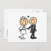 Strichmännchen Braut und Groom T - Shirt und Gesch Postkarte (Vorne/Hinten)