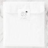 Strichmännchen Bride & Groom Quadratischer Aufkleber (Tasche)