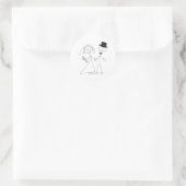 Strichmännchen Bride & Groom Wedding RSVP Einladun Runder Aufkleber (Tasche)