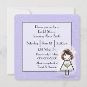 Strichmännchen-Brille auf Lila Polka-Punkten Einladung (Vorderseite)