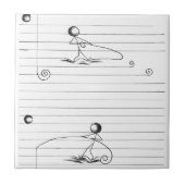 Strichmännchen-Cartoon, der auf gezeichnetem Fliese (Vorderseite)