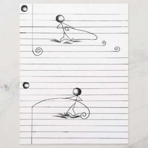 Strichmännchen-Cartoon Zeichnend auf Linenpapier