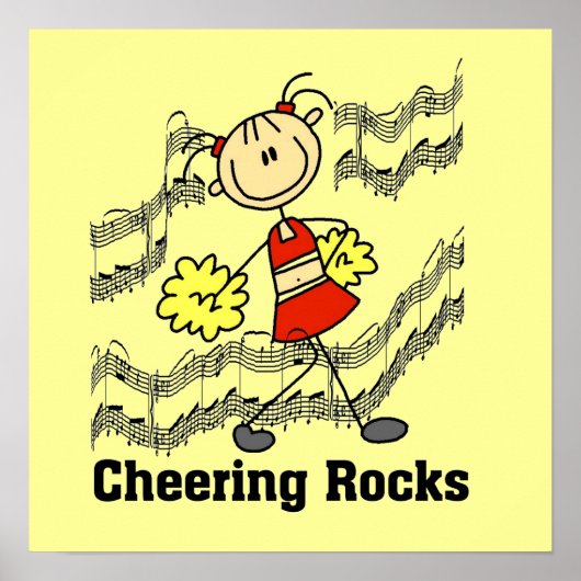 Strichmännchen Cheering Rocks T - Shirt und Gesche Poster (Vorne)