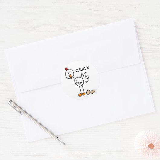 Strichmännchen Chicken Runder Aufkleber (Umschlag)