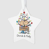 Strichmännchen Couple and Cat Holiday Ornament (Vorderseite)