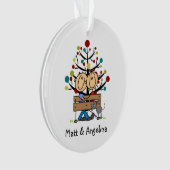 Strichmännchen Couple and Cat Holiday Ornament (Vorderseite)