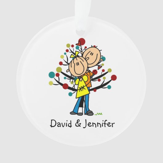 Strichmännchen Couple in Liebe Weihnachtsfeier Ornament (Vorderseite)