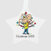 Strichmännchen Couple in Liebe Weihnachtsfeier Ornament (Rückseite)