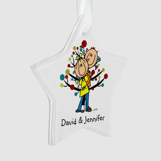 Strichmännchen Couple in Liebe Weihnachtsfeier Ornament (Vorderseite)