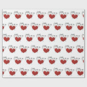 Strichmännchen Couple mit rotem Herzen Geschenkpapier (Flach)