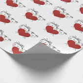 Strichmännchen Couple mit rotem Herzen Geschenkpapier (Ecke)
