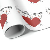 Strichmännchen Couple mit rotem Herzen Geschenkpapier (Rolleneckpunkt)
