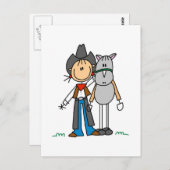 Strichmännchen Cowgirl mit Horse Tshirts Postkarte (Vorne/Hinten)