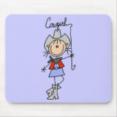Strichmännchen-Cowgirl mit Lasso Mousepad (Vorne)