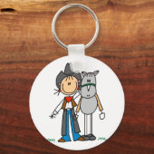 Strichmännchen Cowgirl mit Pferdehemden Schlüsselanhänger (Vorderseite)