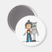 Strichmännchen Cowgirl mit Pferdemagnet Magnet (Vorderseite/Rückseite)